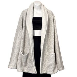 Vintage Neutral Cream Gray Button Down Fau Fur Sherpa Teddy Jacket Sz 2X